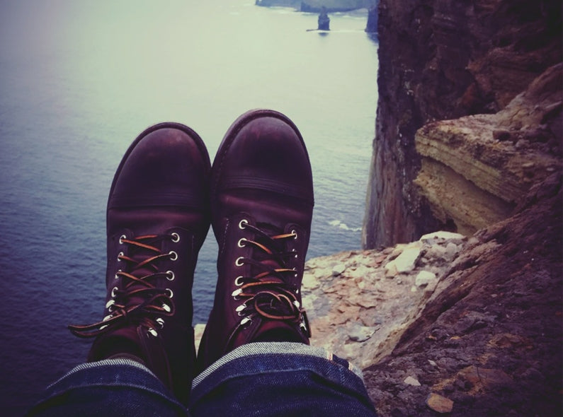 Edgar his Red Wing Iron Rangers in the Moher Cliffs, Ireland