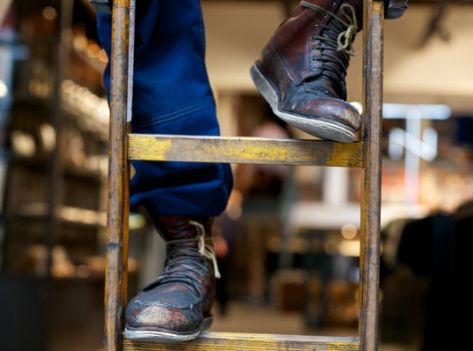 Alex the window cleaner working on Red Wing Shoes