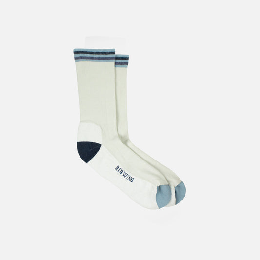 Vintage Stripe Cotton Blend Crew Socks Cream/Blue