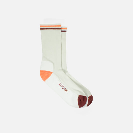 Vintage Stripe Cotton Blend Crew Socks Cream/Peach