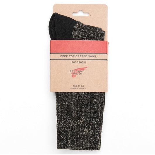 Deep Toe Capped Wollen sokken - Zwart