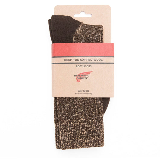 Deep Toe Capped Wool Sock - Brown