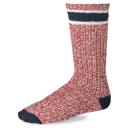Striped Wool Ragg Crew Socks - Red / Navy